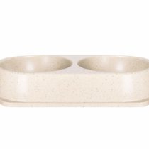 Bamboo Bowls Bamboo Eco-Friendly, Non-Slip Durable Cream Double Pet Bowl, Made with Bamboo Fibres, 2x 450ml Bowls, One Size