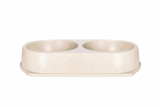 Bamboo Bowls Bamboo Eco-Friendly, Non-Slip Durable Cream Double Pet Bowl, Made with Bamboo Fibres, 2x 450ml Bowls, One Size