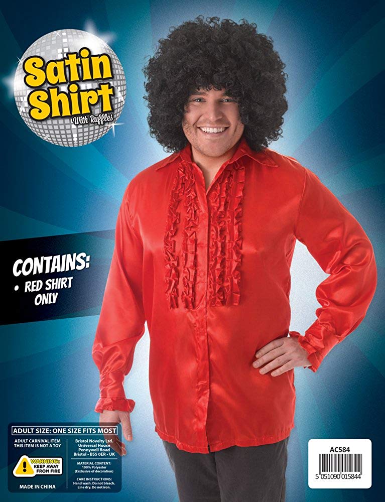 Bristol Novelty AC584 Satin Ruffle Shirt, Red, 42 - 44-Inch - Image 2