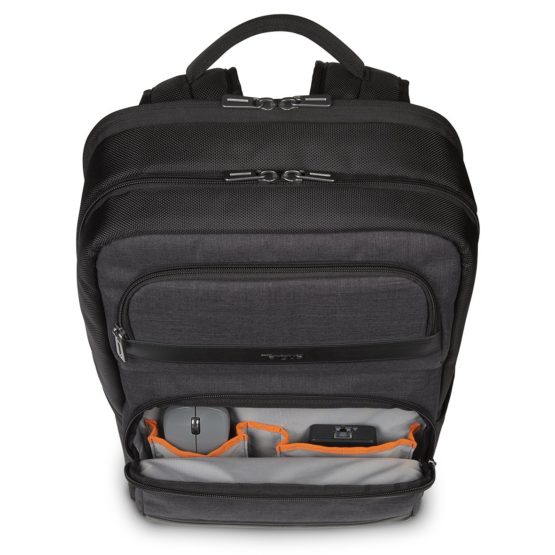 Targus CitySmart Advanced Travel Business Commuter Laptop Backpack with Multiple Pockets, Back Panel Support, Trolley Strap, Protective Sleeve fits 12.5-15.6-Inch Laptop, Black/Grey (TSB912EU) - Image 2