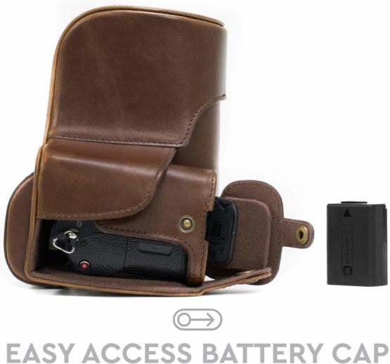MegaGear Ever Ready Leather Camera Case compatible with Sony Alpha A7S II, A7R II, A7 II (28-70mm) - Image 4