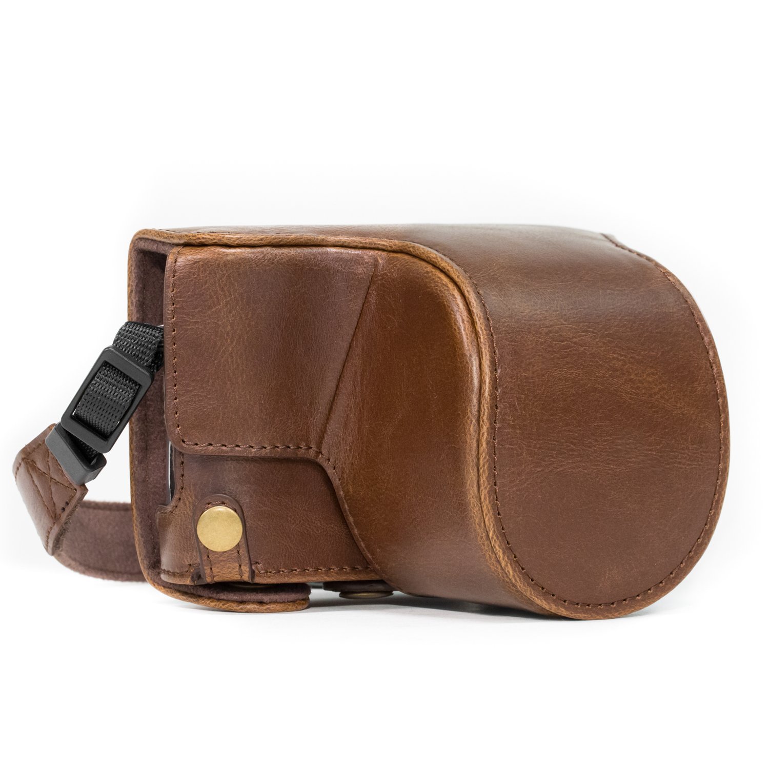 MegaGear MG1141 Ever Ready Leather Case and Strap with Battery Access/12-32 mm Lens for Panasonic Lumix DC-GX850/DC-GF9/DC-GX800/DMC-GF8/DMC-GF7 Camera