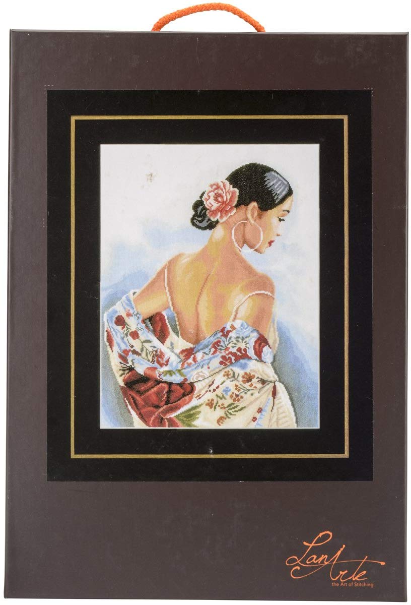 Lanarte Counted Cross Stitch KIT Flower Scarf (AIDA), Multi-colour, 1