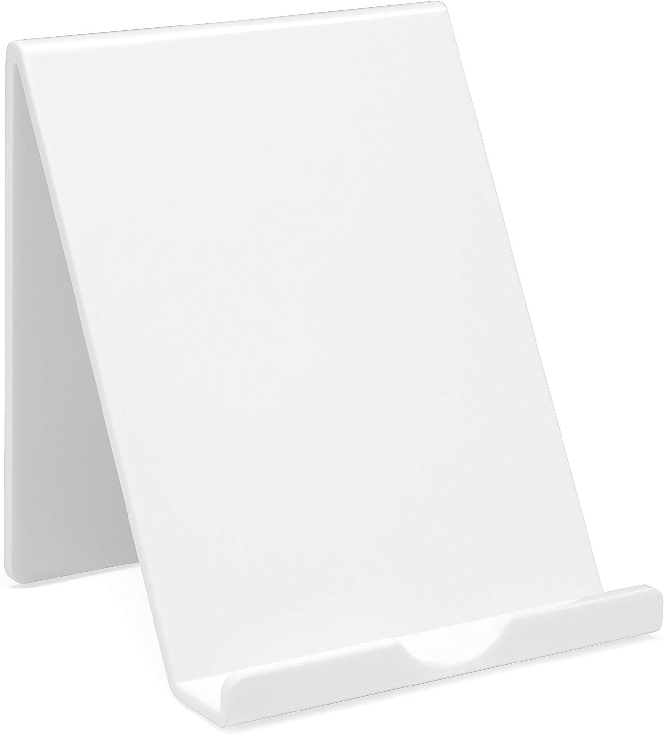 OSCO White Plastic Tablet & Phone Stand, iPad Holder, Book Display, Document Mount, Desk Organiser for Home Office 18 x 16 x 14.7 cm