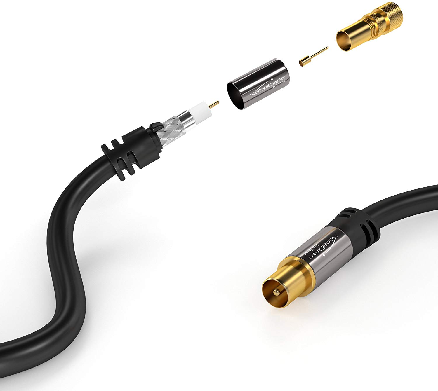 SAT cable/aerial cable with break-proof metal plugs, 3m (TV cable/satellite cable, adapter from F-connector to antenna plug - Image 4