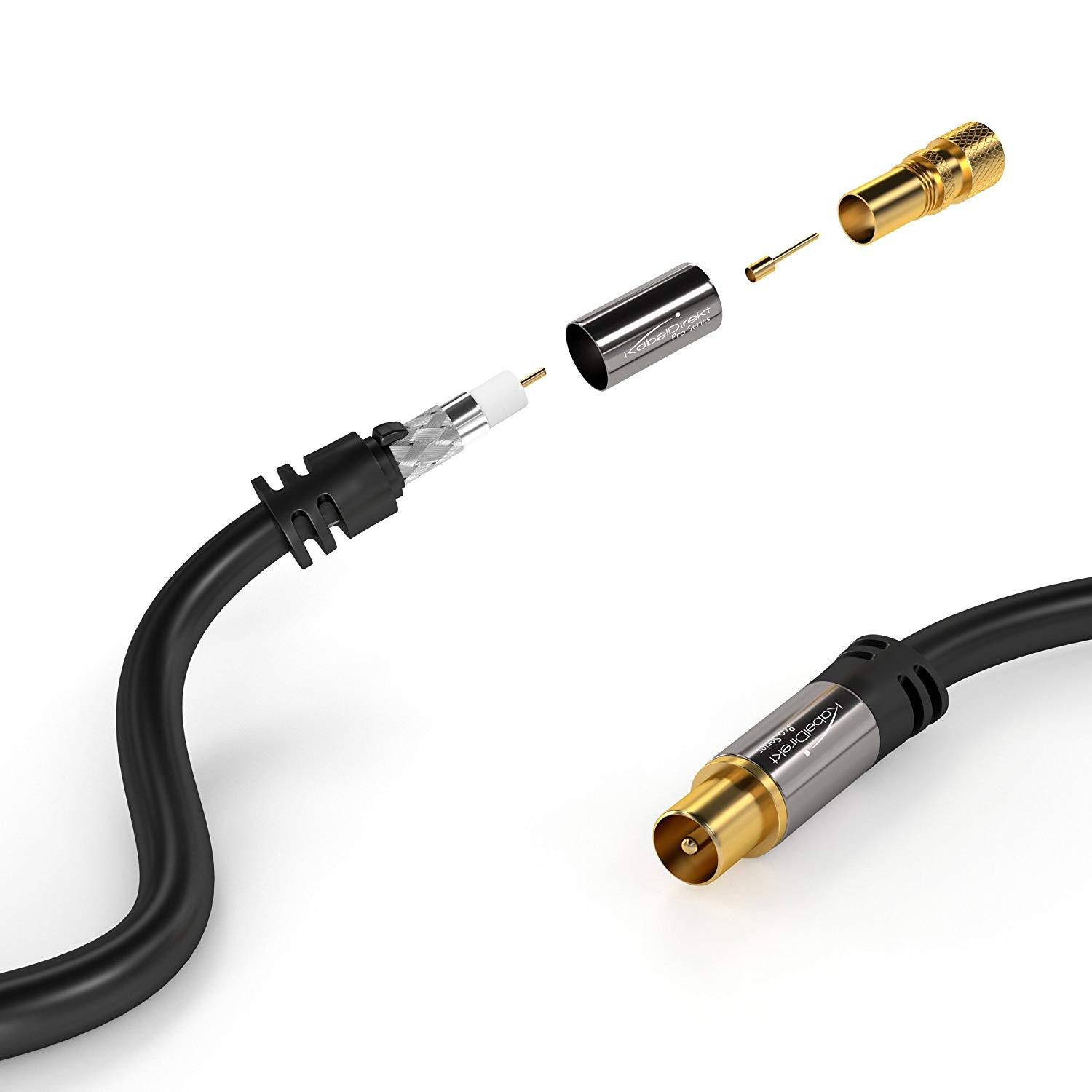 SAT cable/aerial cable with break-proof metal plugs, 10m (TV cable/satellite cable, adapter from F-connector to antenna plug - Image 4
