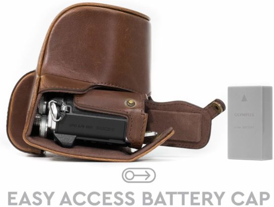 MegaGear Ever Ready Leather Camera Case compatible with Olympus OM-D E-M10 Mark II, E-M10 (14-42mm) - Image 4