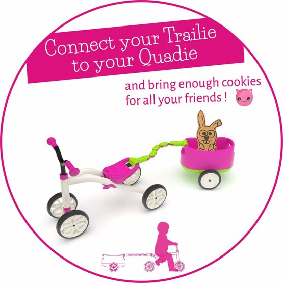 Chillafish CPQT01PIN Tailie Quadie + TRAILIE: 4-Wheeler Grow-with-Me Ride-On Quad and Trailer Combo, Pink - Image 2