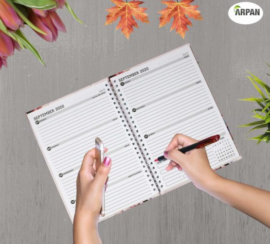 2021 A5 Week to View Diary Vintage Leaf Design Busy Life Agenda Planner by Arpan - Image 3
