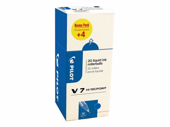 Pilot V7 Hi-Tecpoint Liquid Ink Roller Pen - Blue (Pack of 20)