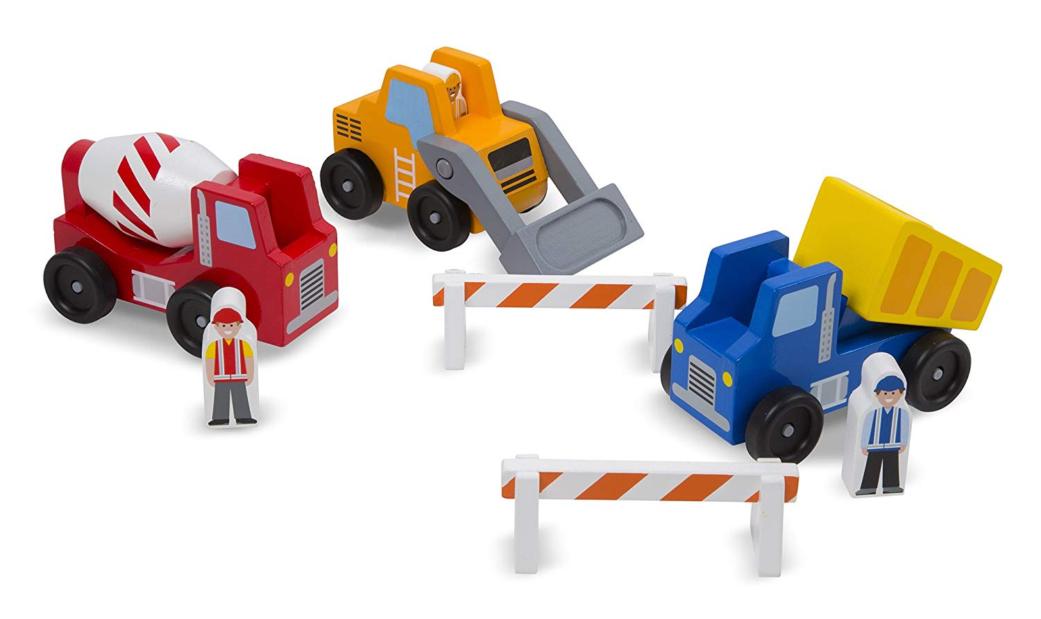 Melissa & Doug Construction Vehicle Set, Wooden Vehicles and Trains, Trucks and Vehicles, 2+, Gift for Boy or Girl