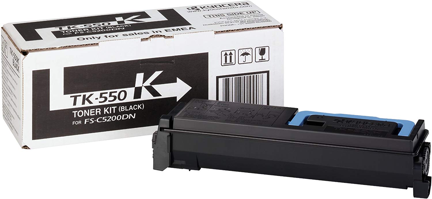 Kyocera TK-550K Toner Black, 7,000 Pages, Original Premium Printer Cartridge 1T02HM0EU0 for ECOSYS FS-C5200DN