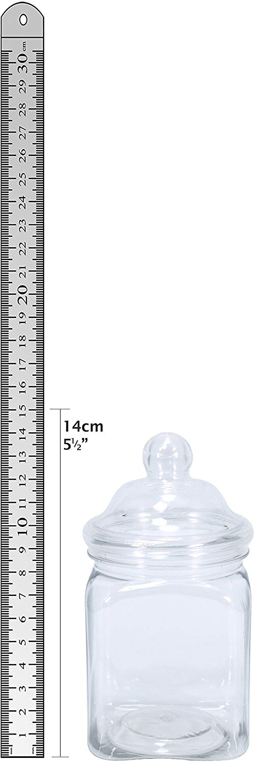 Britten & James Small Victorian square plastic sweet jars 450ml. Pack of 6 These small jars look great filled with sweets on a wedding table or party display or as individual gifts - Image 3