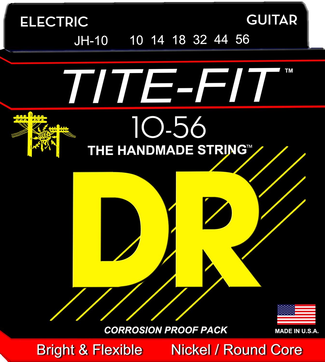 DR Strings TITE-FIT™ - Nickel Plated Electric Guitar Strings: Medium to Super Heavy 10-56, Black