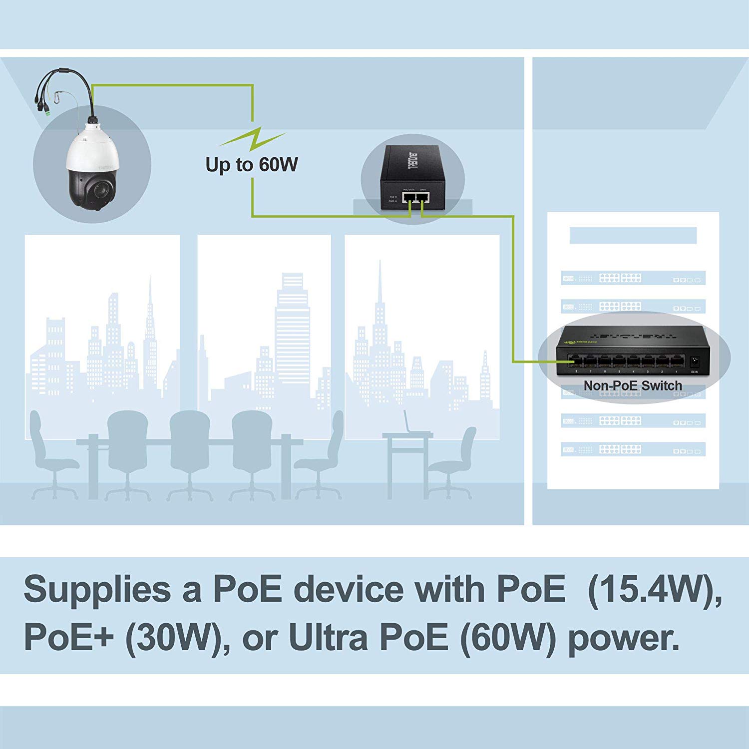 TRENDnet TPE-117GI PoE Injector - 52 V DC, 1. 38 A Output - 1 Gigabit E, ultra poe+, Black - Image 3