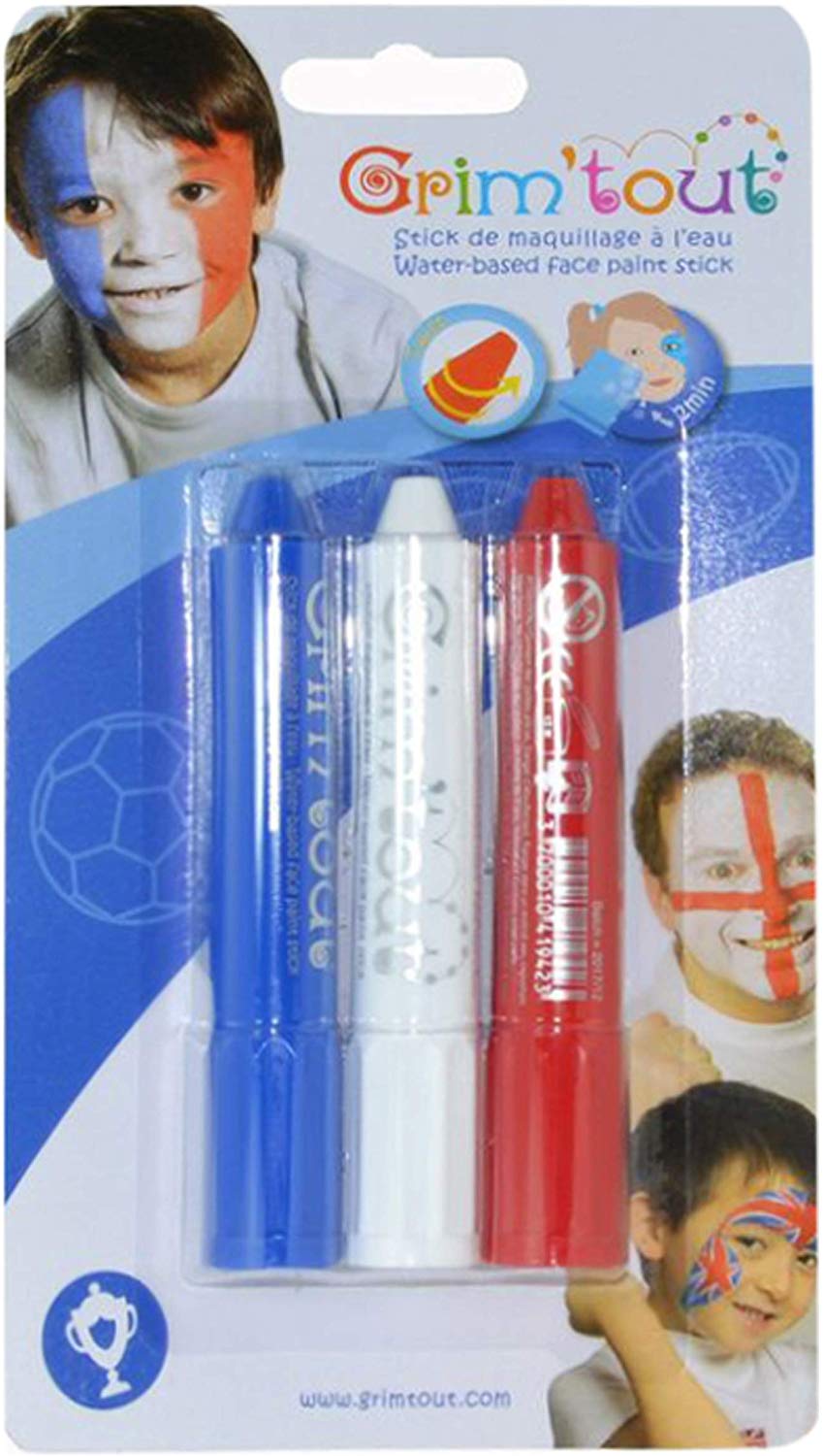 Grim'tout- Pack of 3 Sports Grimsticks GT41825, Blue, White, Red