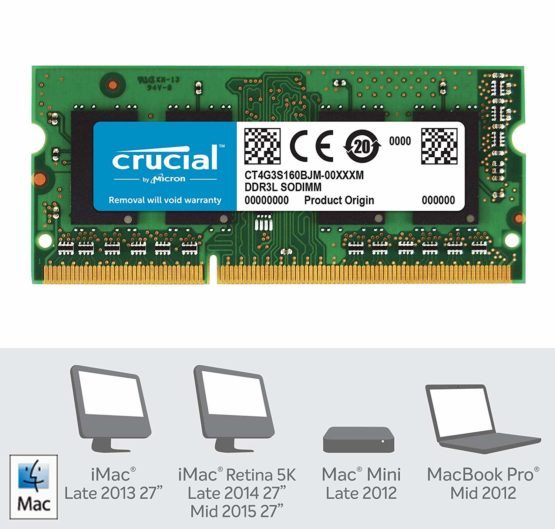 Crucial RAM CT4G3S160BJM 4 GB DDR3 1600 MHz CL11 Memory for Mac, Green - Image 2