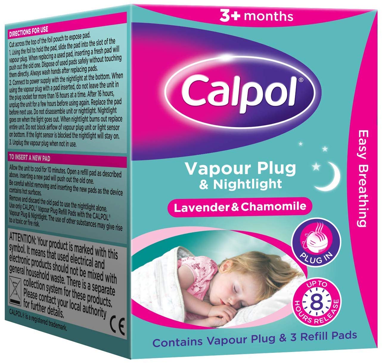 Calpol Vapour Plug Nightlight Lavender Chamomile 3+ Months, 3 Refills (Blue Light Version), New - Image 4