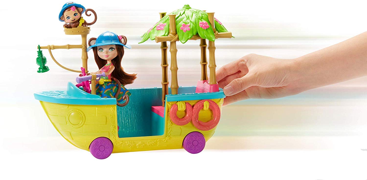 Enchantimals Junglewood Boat & Merit Monkey Doll (6-Inch) and Compass Animal Figure, 7+ Accessories, Assorted, Única - Image 3