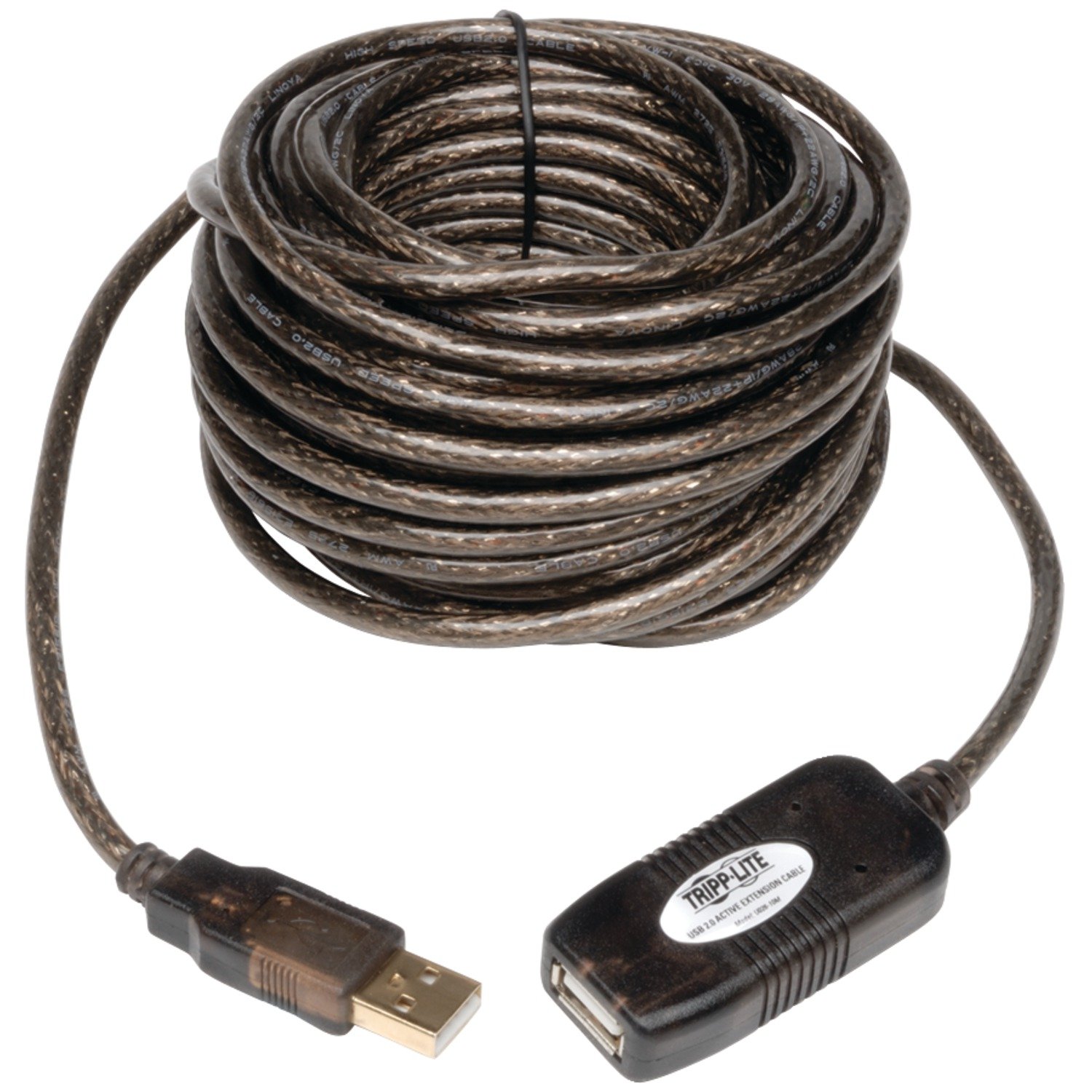 Tripp Lite USB 2.0 Hi-Speed Active Extension Repeater Cable A (M/F), 10M (U026-10M), Grey, 33 feet (10 meters)