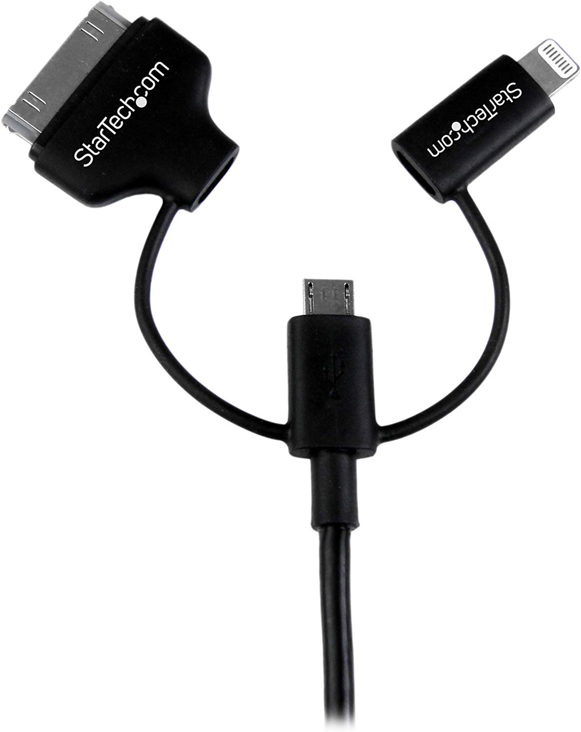 StarTech.com 1m 3 ft Black Apple 8-pin Lightning or 30-pin Dock Connector or Micro USB to USB Cable for iPhone iPod iPad - Image 3