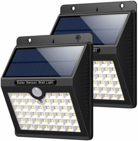 HETP Solar Lights Outdoor, 46 LED Solar Motion Sensor Security Lights Waterproof Wireless Solar Powered Light Outdoor Wall Lights Solar Lamp with 3 Modes Garden, Fence, Outside Wall. (2Packs)