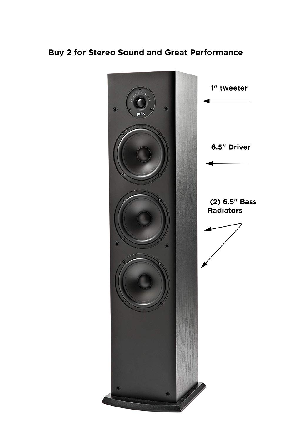 Polk Audio T50 4 Way Speaker - Black, Black/White, Pequeño - Image 2