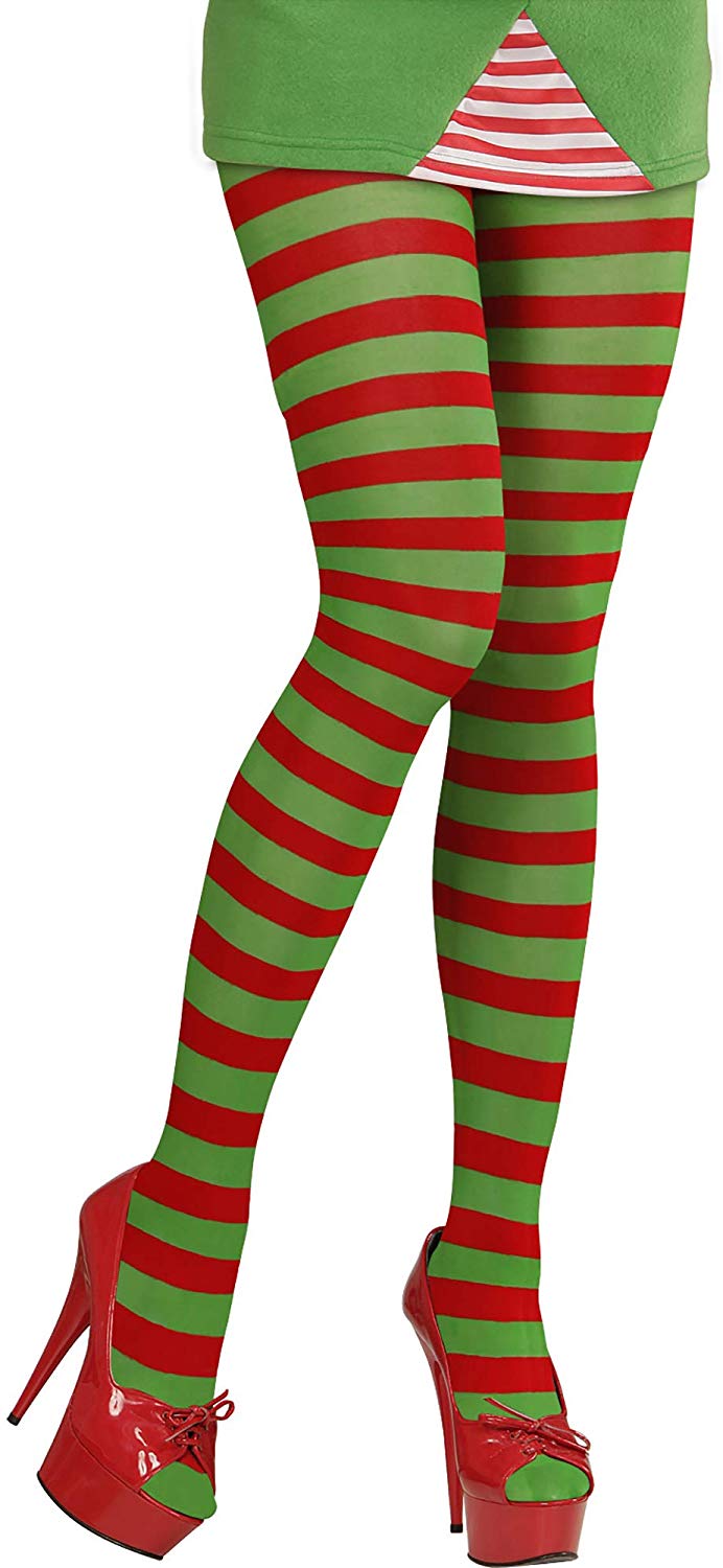 W WIDMANN MILANO Party Fashion, Striped Tights for Women Elves, Gnomes, Pixies, Santa's Helpers, Fairy Tales, Carnival