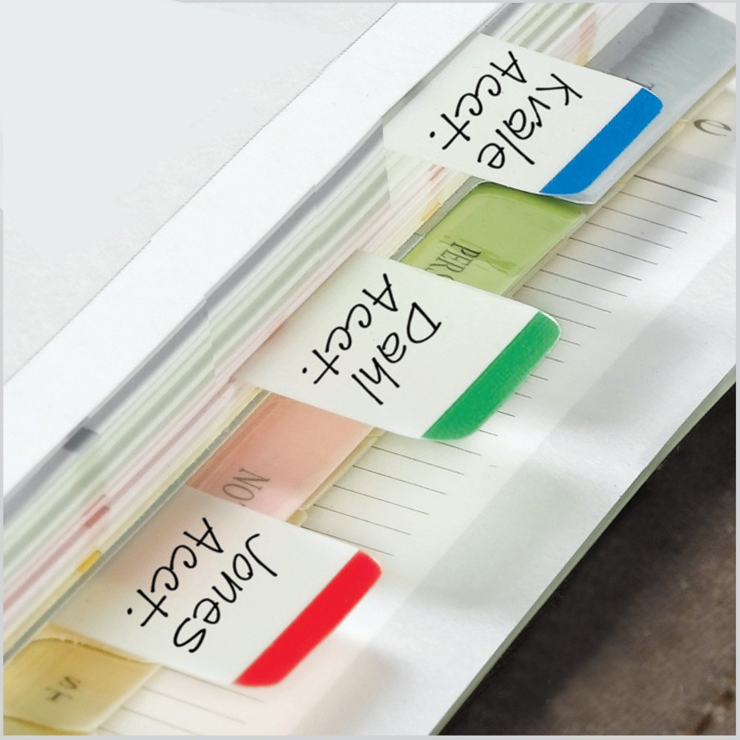 Post-it Index 25mm x 43.2mm Strong Flags with Coloured Tips, Green/Blue/Red (66 Flags), to Mark - Image 3