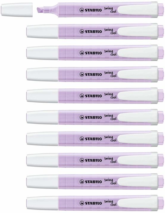 Highlighter - STABILO swing cool Pastel Box of 10 Lilac Haze