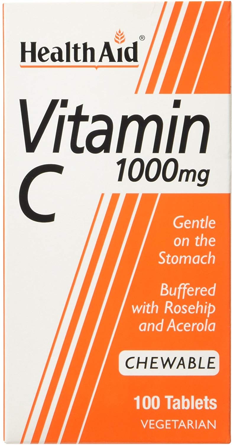 HealthAid Vitamin C 1000 mg - Chewable, 100 Vegetarian Tablets, 100 count (Pack of 1)