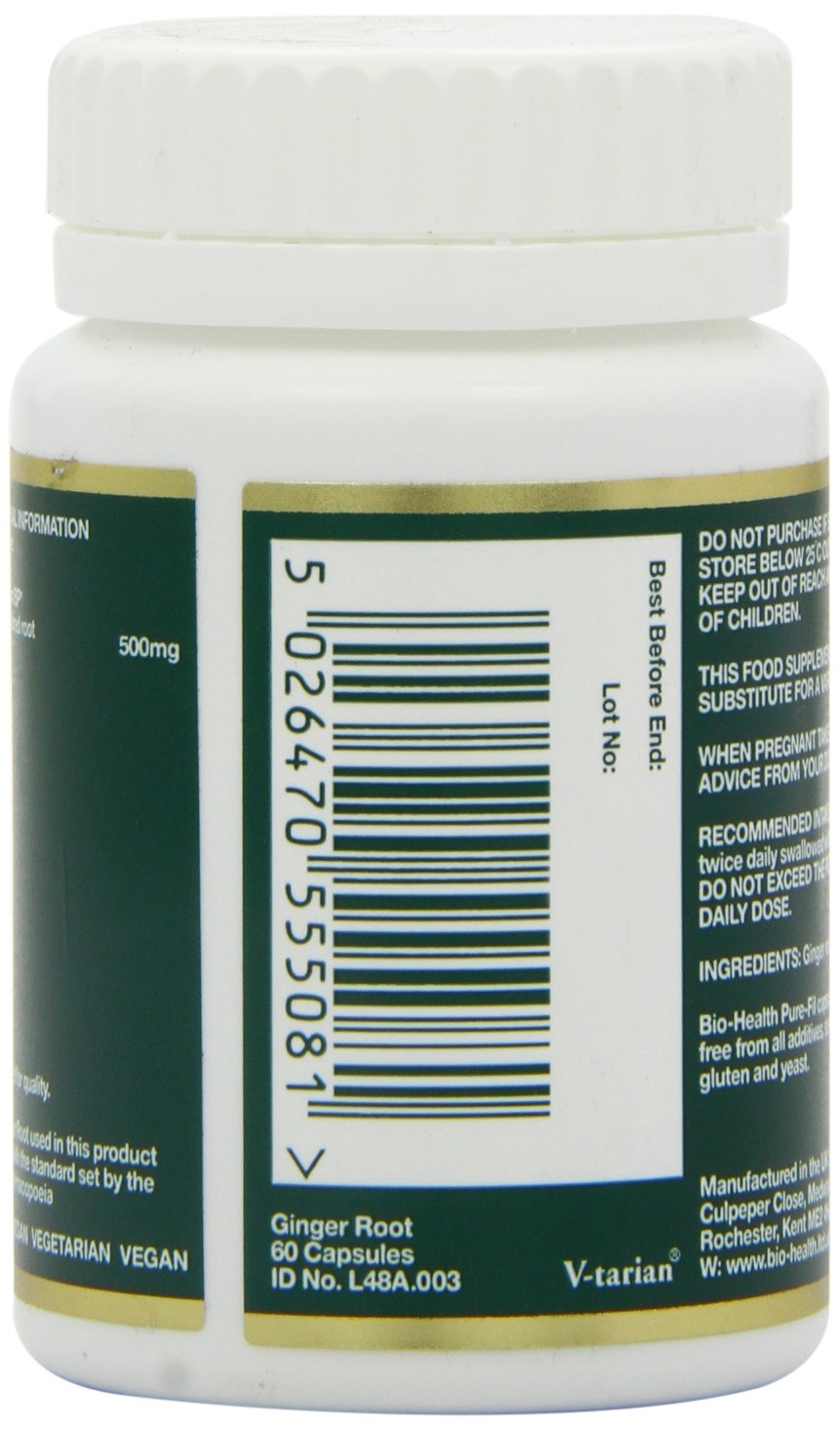 Bio-Health Ginger Root Herbal Food Supplement for Better Digestion and General Health Relief for Nausea and Sickness Suitable for Vegan and Vegetarians Additive Free - Image 4
