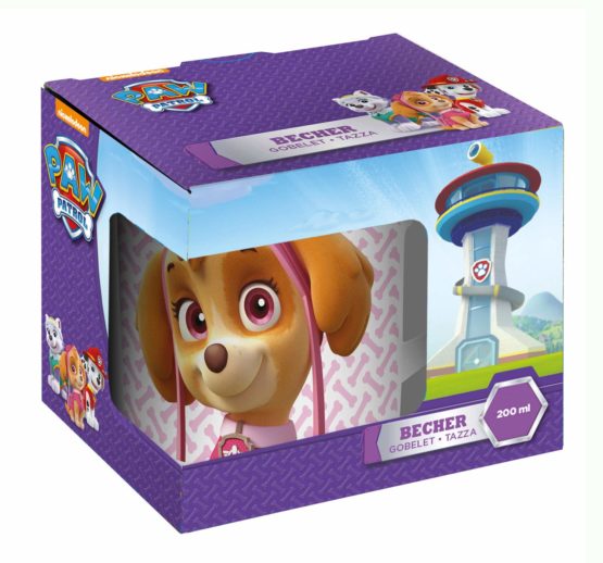 P:os 29466 Drinking Mug with Paw Patrol Motif, Cup for Boys and Girls, Approx. 200 ml Capacity, Porcelain, in Gift Box, Microwave and Dishwasher Safe