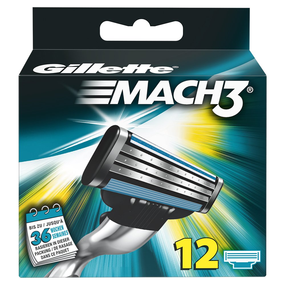 Gillette MACH3 Razor Blades - Pack of 12 Refills, 12 count (Pack of 1)