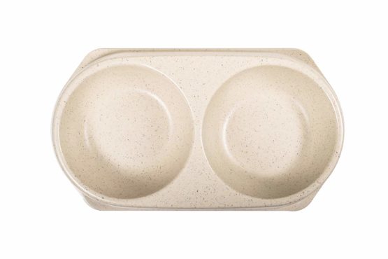 Bamboo Bowls Bamboo Eco-Friendly, Non-Slip Durable Cream Double Pet Bowl, Made with Bamboo Fibres, 2x 450ml Bowls, One Size - Image 2