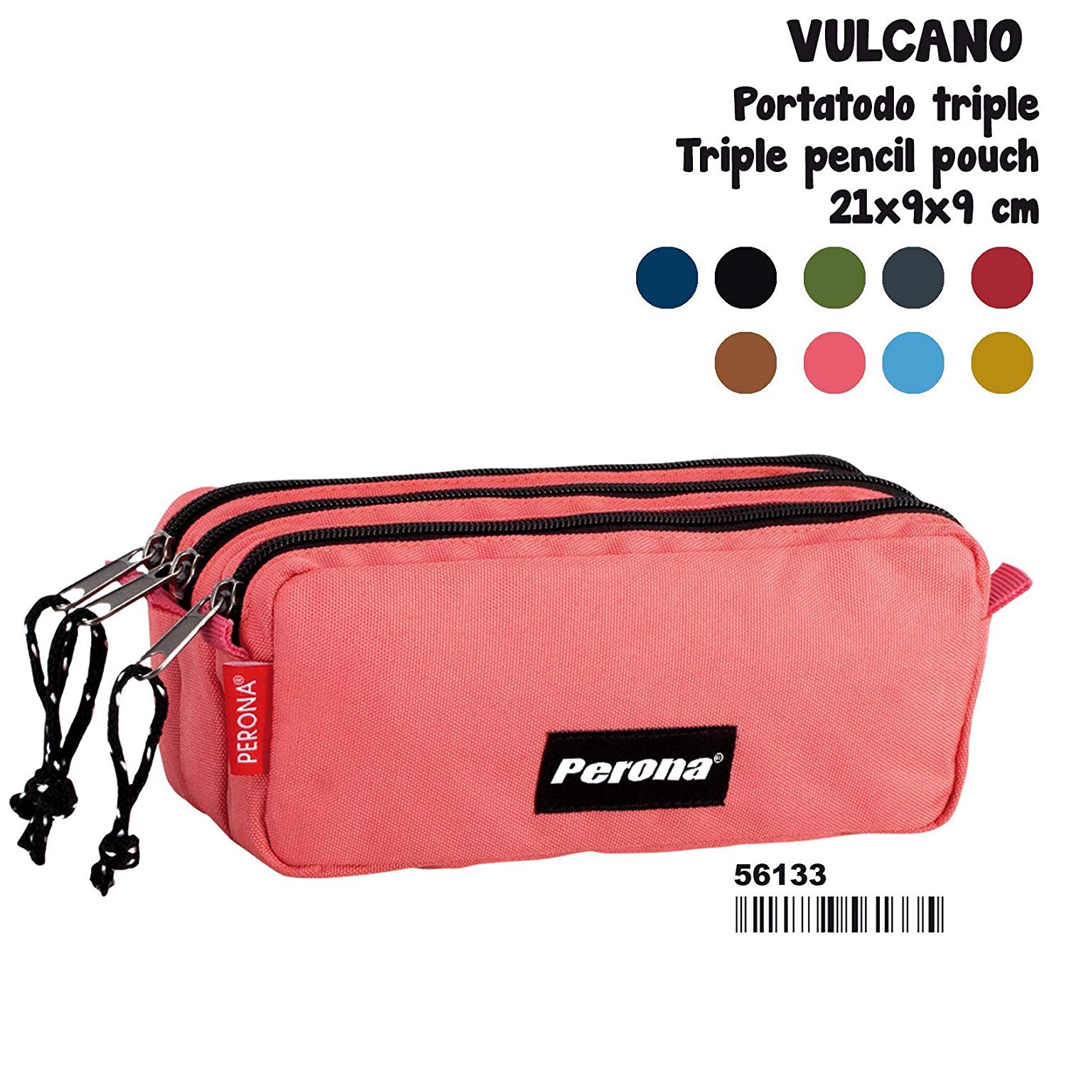 Montichelvo Triple Penc. Pouch Pr Vulcano Pink Pencil Cases, 21 cm, Multicolour