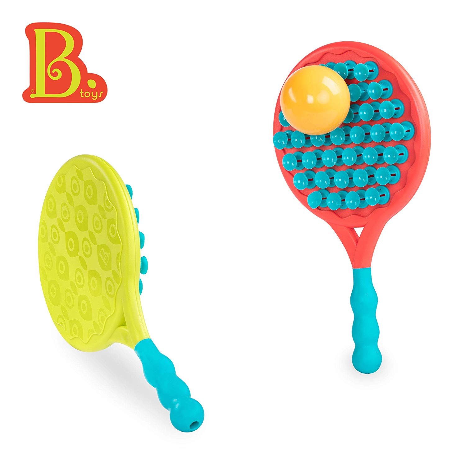 B. toys, Paddle Popper, Paddle Game Set, 2 Suction Paddles & Ball, Catch & Toss Sports Games