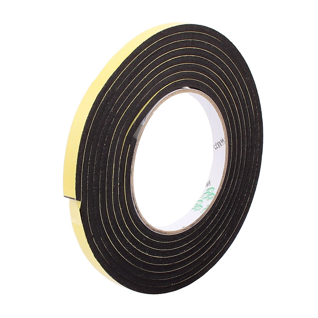 Sourcingmap 1.2CM Width 3 Meters Long 4MM Thick Single Sided Sealing Shockproof Sponge Tape, Yellow,black, 1.2 x 15cm
