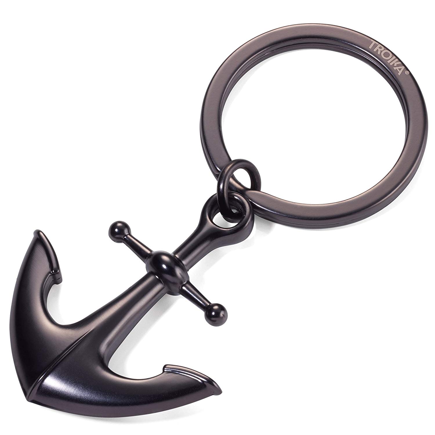 TROIKA Heimathafen - KR17-10 - Keyring - Anchor - Nostalgia - Hope - Lucky Charm - Matte - The Original from, black, 6 cm, Keyring