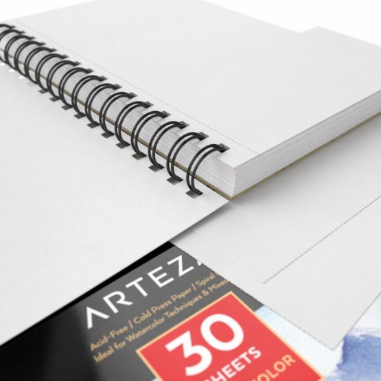 Arteza Premium Watercolour Paper Pad, 3 Pack, 90 Sheets, 13.9 x 21.6 cm, Spiral Bound, 300gsm Watercolour Paper, Cold-Pressed, Acid-Free, Art Supplies for Watercolour Techniques and Mixed Media - Image 4