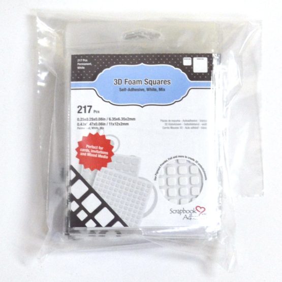 SCRAPBOOK ADHESIVES BY 3L Permanent Pre-Cut 3D Foam Squares Sheets (217 Pack), Other, White, 0.08 x 1.89 x 2.56 cm