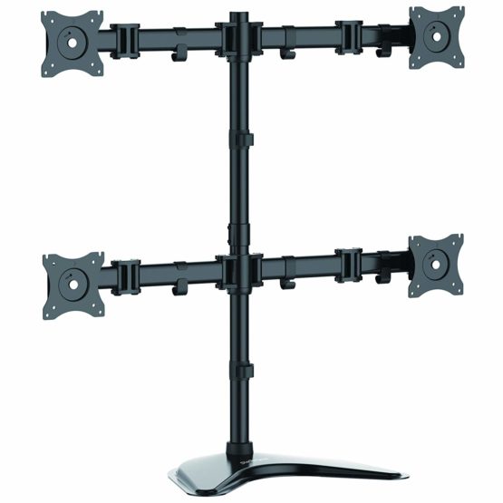 StarTech Quad Monitor Stand - Articulating - Supports Monitors 13” to 27” - Adjustable VESA Four Monitor Stand for 4 Screen Setup - Steel - Black (ARMBARQUAD)