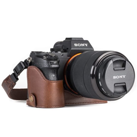 MegaGear Ever Ready Leather Camera Half Case compatible with Sony Alpha A7S II, A7R II, A7 II