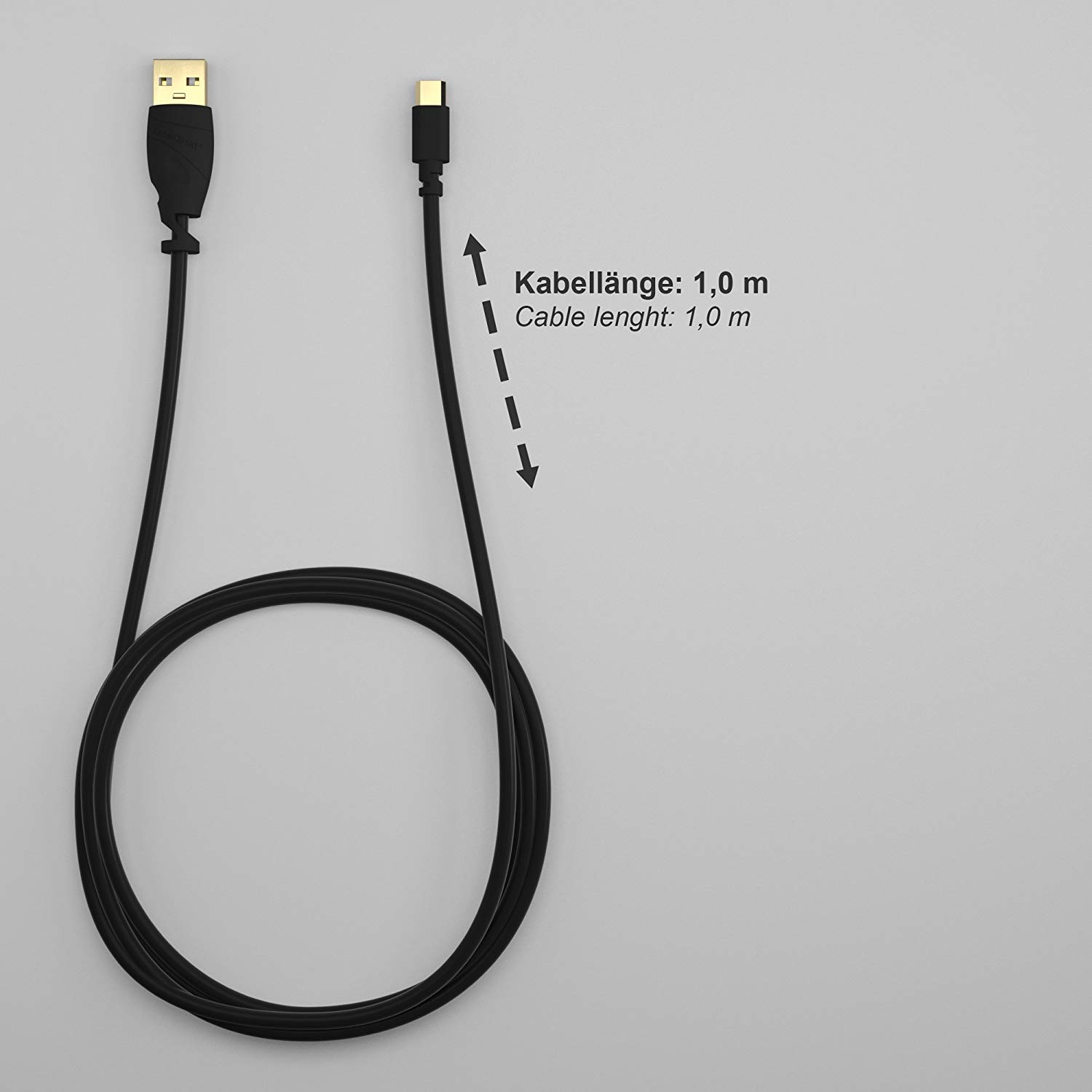 KabelDirekt - 1m Micro USB Cable (USB 2.0 Synch & Charge Cable, black) TOP Series, 1 x 1 m - Image 2