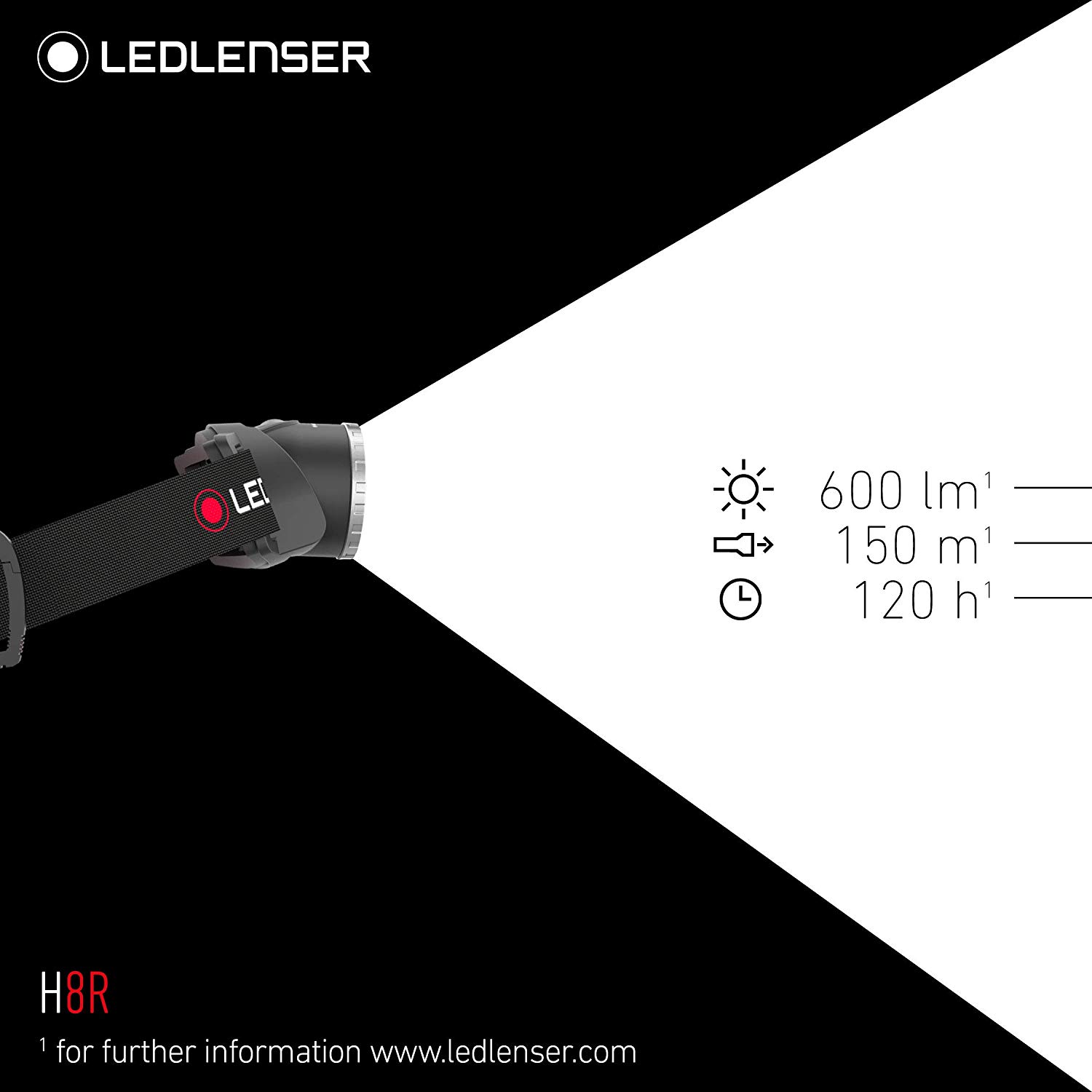 Ledlenser H8R Headlamp LED, Rechargeable Lithium 18650 Battery, 600 lumens, focusable, up to zu 120h runtime - Image 4