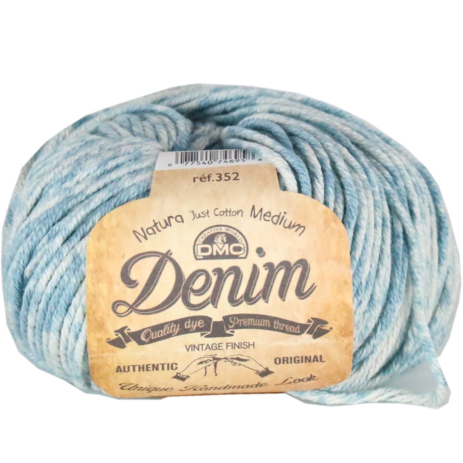 DMC Natura Denim Yarn, Used Blue (137), 50g, 9 x 9 x 6 cm