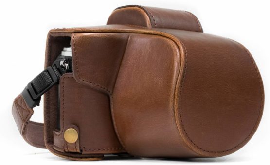 MegaGear Ever Ready Leather Camera Case compatible with Olympus OM-D E-M10 Mark II, E-M10 (14-42mm)