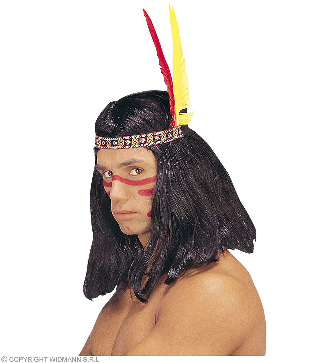 Indian Headress 2 Feathers Accessory for Wild West Cowboy Fancy Dress, Multicoloured - Image 4