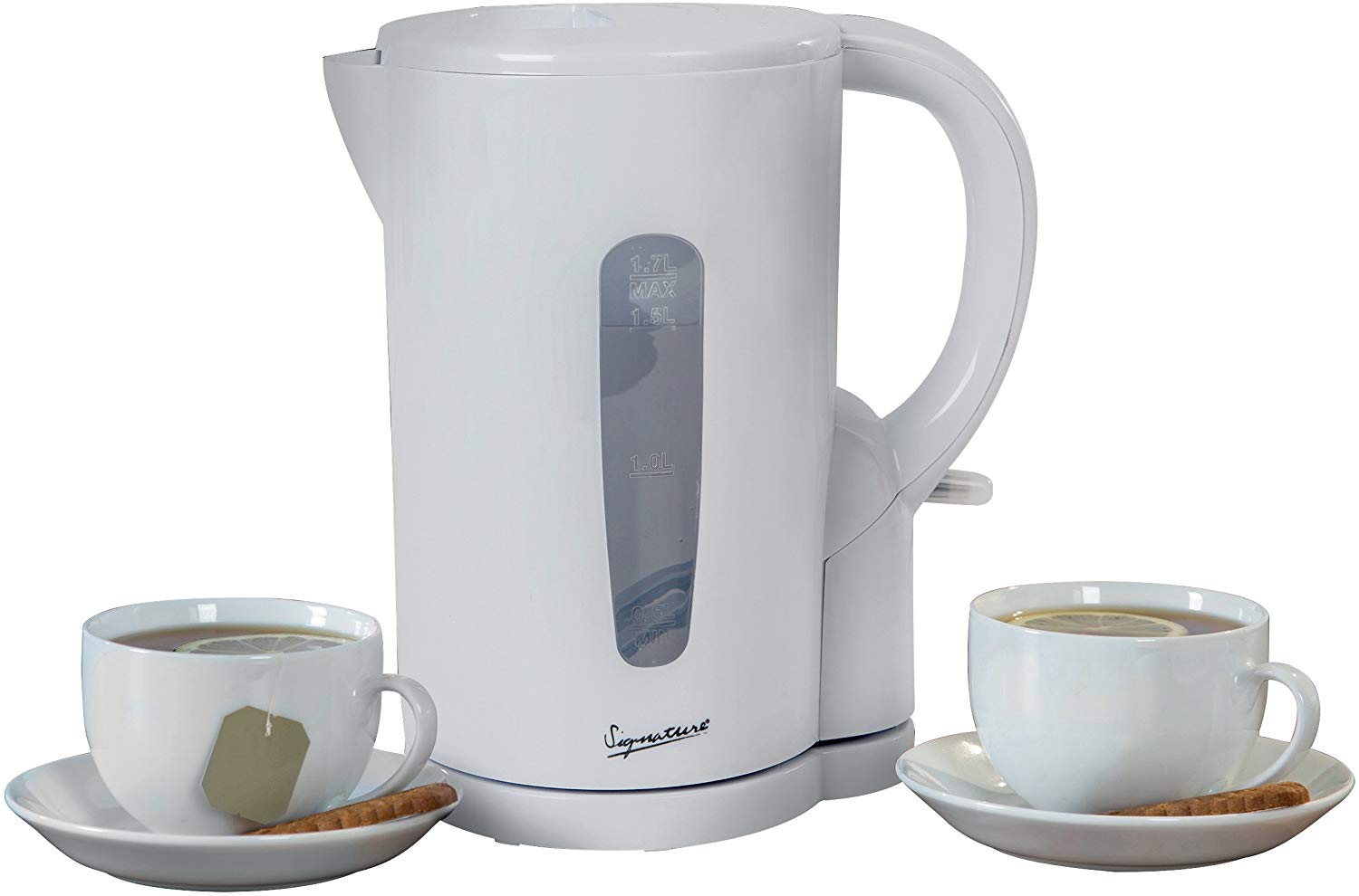 Signature S101 Cordless Jug Kettle, Boil Dry and Overheat Protection, Removable and Washable Filter, 1.7 Litre, White