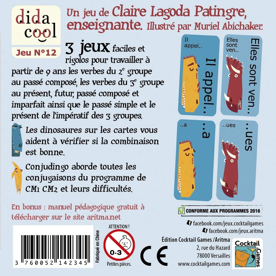 Aritma - ConjuDingo CM1 CM2 - Conjugation Game, 9+ Years (French Language), Red, Blue, 9.2 cm (L) x 9.2 cm (W) x 2.8 cm (H) - Image 2